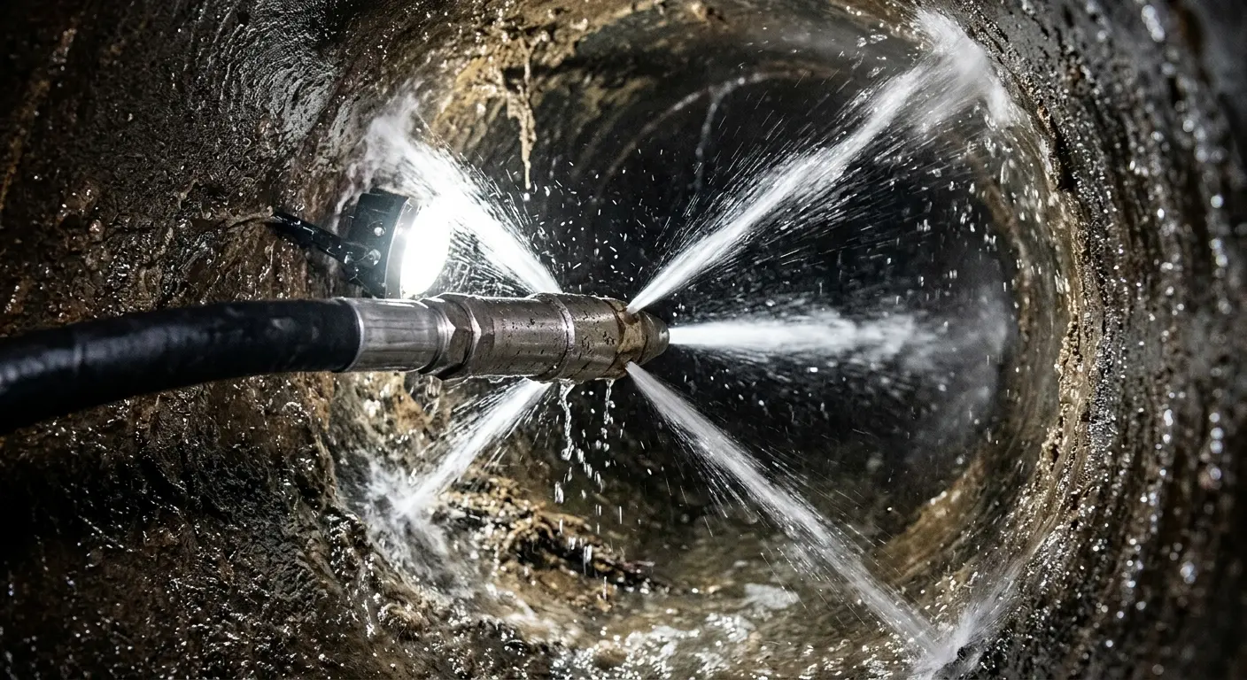 High-pressure hydro jetting nozzle cleaning sewer pipe for Storm Drain Cleaning in Yuma